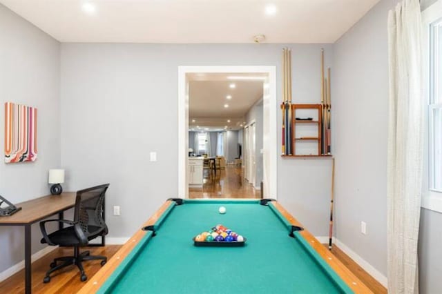 rec room featuring pool table and wood-type flooring