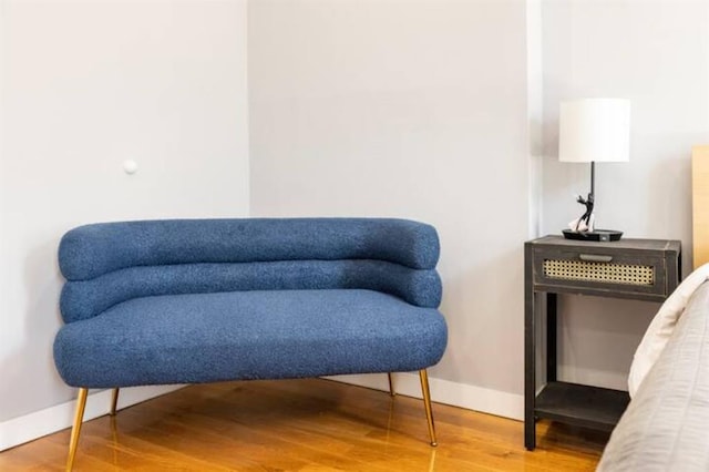 sitting room with hardwood / wood-style floors