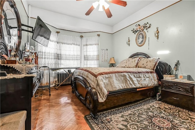 515 E 24th St, Brooklyn, NY 11210 - bedroom featuring radiator and a ceiling fan