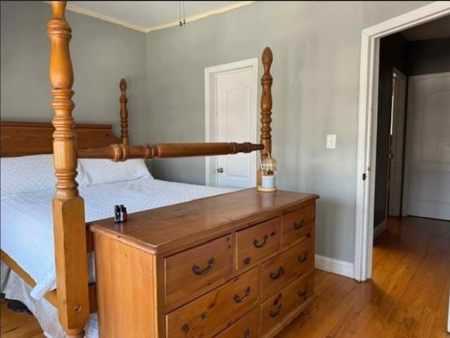 bedroom with light hardwood / wood-style flooring