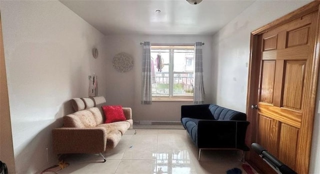 living area featuring light tile patterned floors