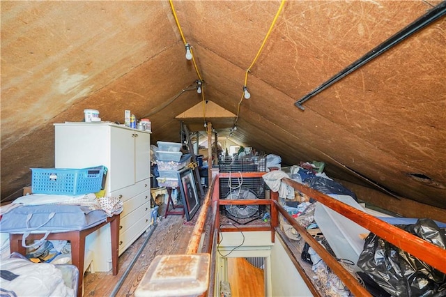 view of unfinished attic