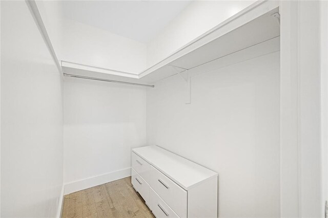 spacious closet featuring light hardwood / wood-style floors