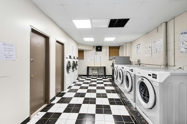 washroom featuring washer and dryer