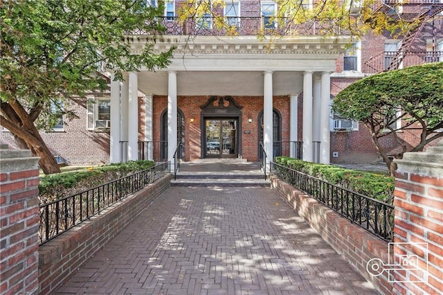 doorway to property featuring a porch