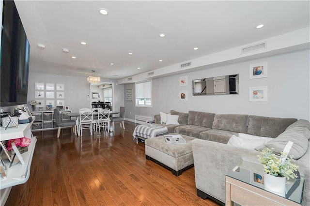 living room with hardwood / wood-style floors