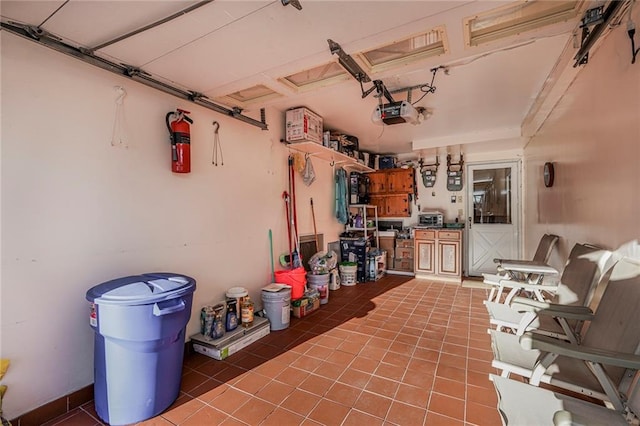 garage with a garage door opener