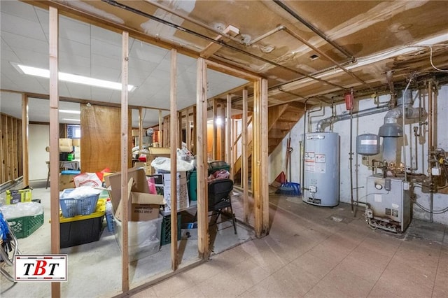 basement with gas water heater