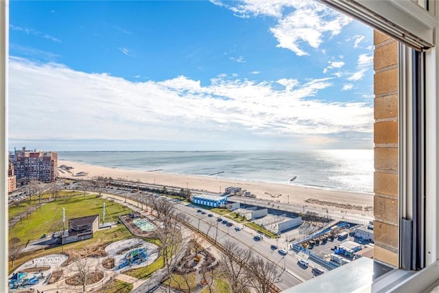 water view featuring a beach view