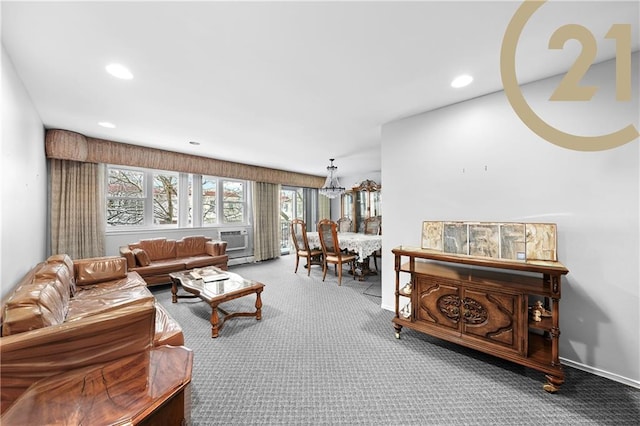 living room with carpet floors