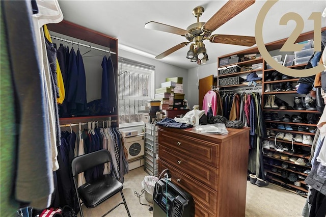 spacious closet featuring ceiling fan