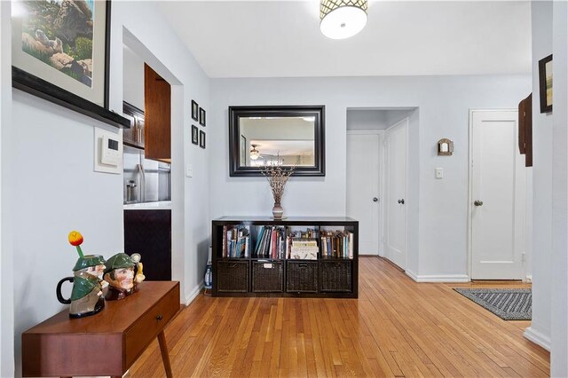 hall featuring light wood-type flooring