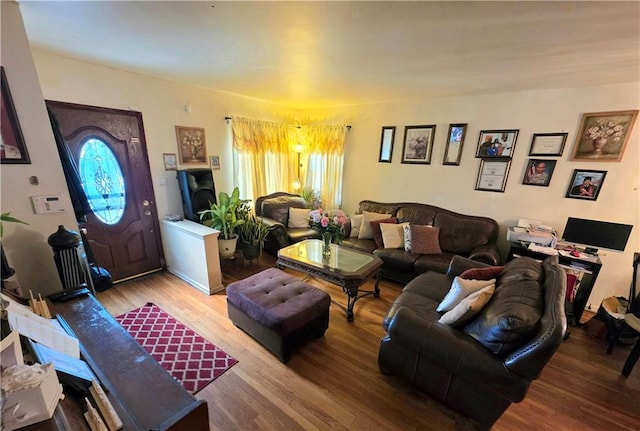 living area with wood finished floors