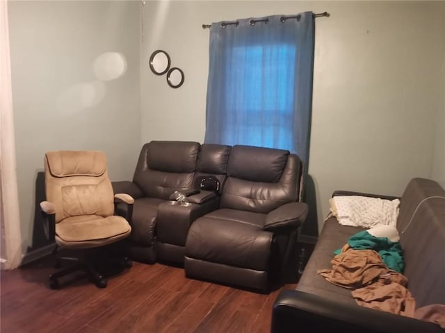 living room featuring dark hardwood / wood-style floors