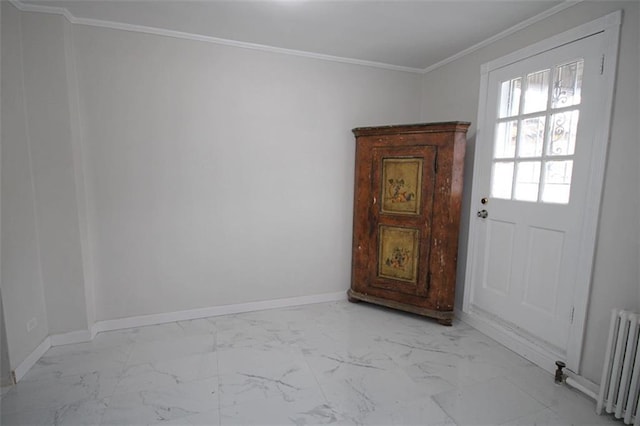 298 Bay 14th St, Brooklyn, NY 11214 - unfurnished room with radiator, marble finish flooring, and ornamental molding