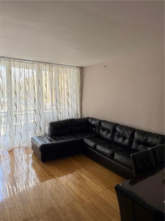 living area with wood finished floors