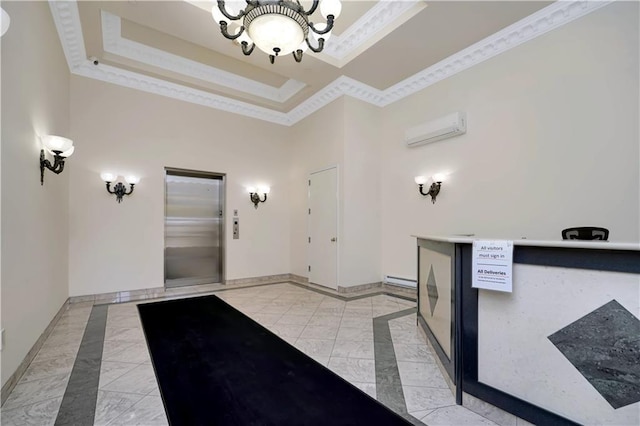 reception with an inviting chandelier