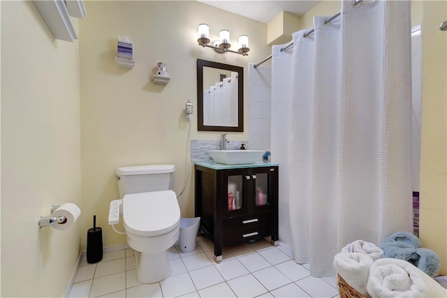 260 Bch 81st St Unit 4M, Rockaway Beach, NY 11693 - bathroom with vanity, toilet, tile patterned flooring, and a shower with curtain