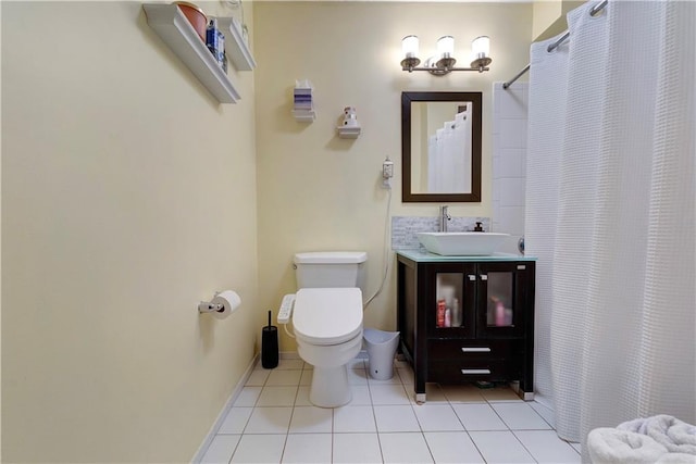 260 Bch 81st St Unit 4M, Rockaway Beach, NY 11693 - full bathroom with vanity, tile patterned floors, toilet, and curtained shower