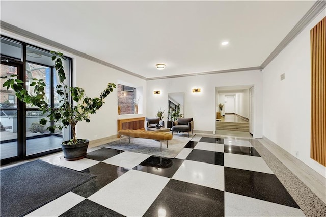 9902 3rd Ave Unit 1M, Brooklyn, NY 11209 - common area with crown molding and recessed lighting