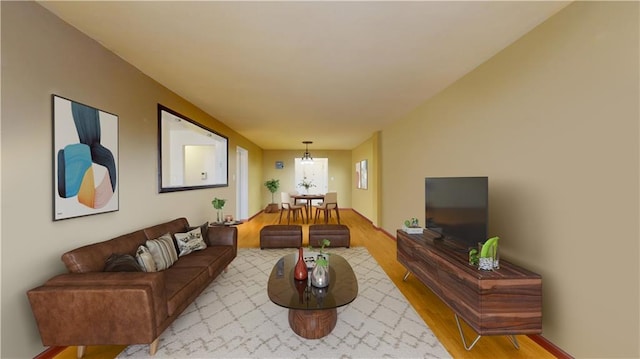 living room with light hardwood / wood-style floors