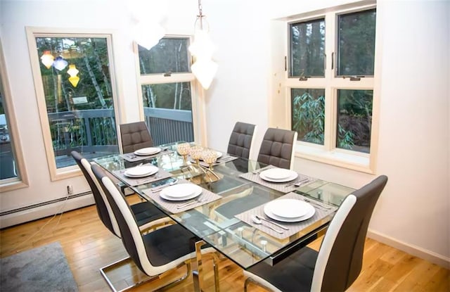 dining room with light hardwood / wood-style flooring