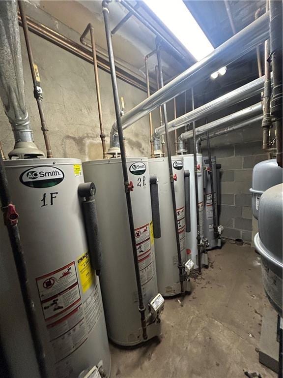 utility room featuring water heater