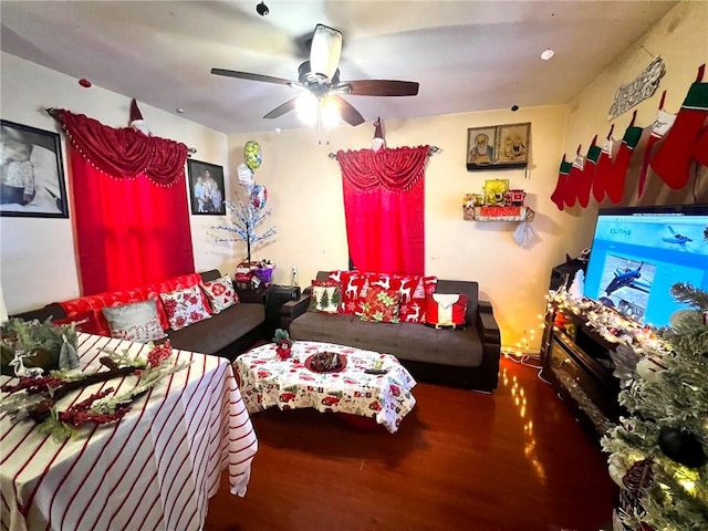 622 Ocean View Ave, Brooklyn, NY 11235 - living room featuring a ceiling fan and wood finished floors