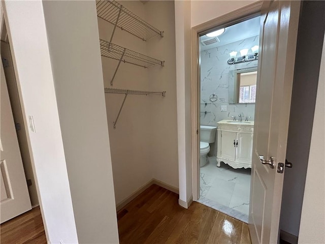 closet featuring visible vents and a sink