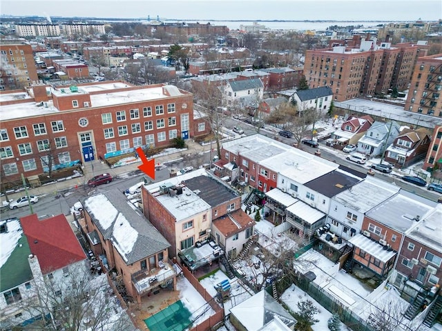 drone / aerial view with a city view