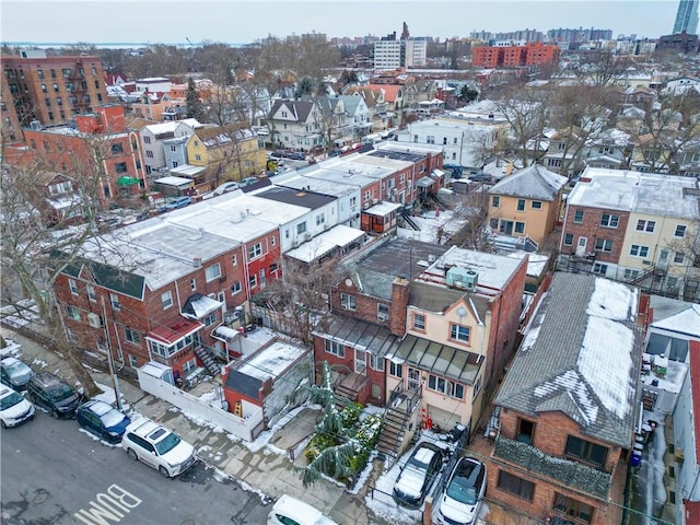 drone / aerial view with a city view