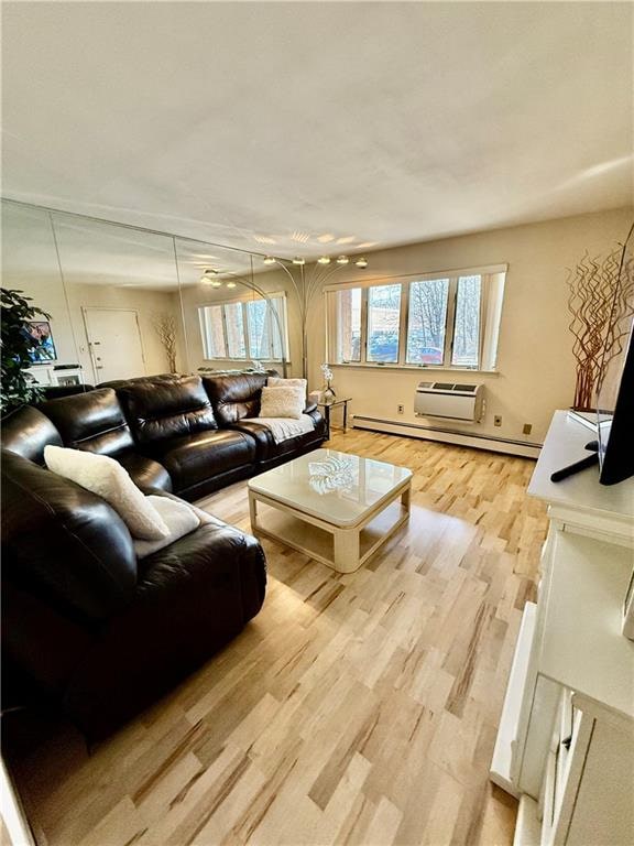 living room featuring light wood-style flooring