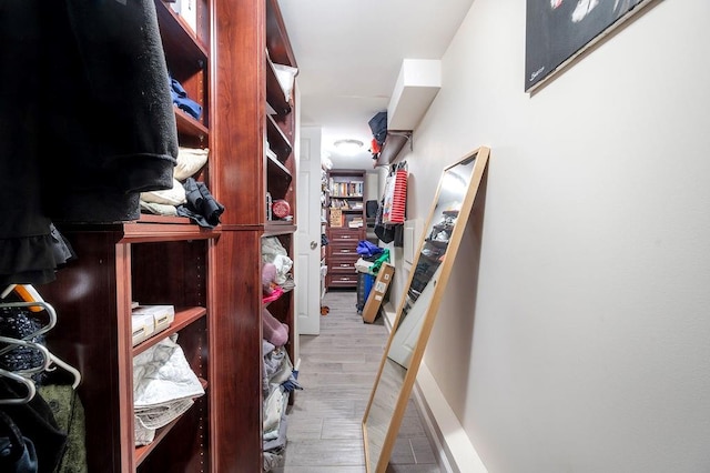 spacious closet with wood finished floors