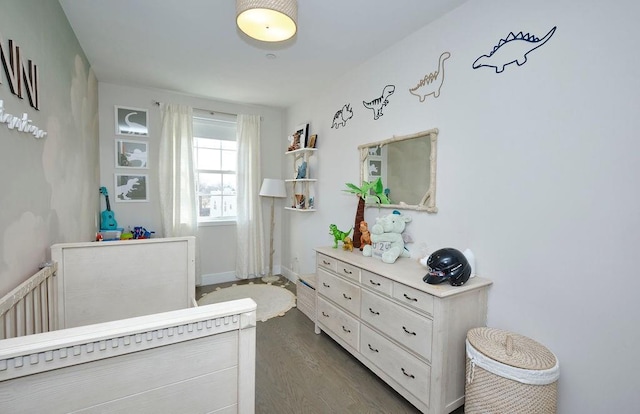 97 Battery Ave Unit 3B, Brooklyn, NY 11209 - bedroom with dark wood-style floors and baseboards