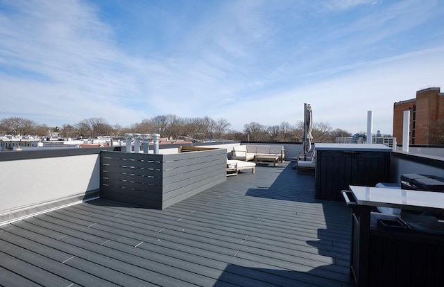97 Battery Ave Unit 3B, Brooklyn, NY 11209 - wooden terrace with an outdoor hangout area and a jacuzzi