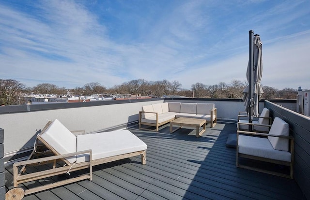 97 Battery Ave Unit 3B, Brooklyn, NY 11209 - wooden deck featuring an outdoor hangout area