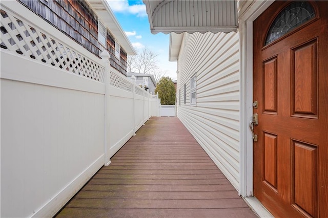 property entrance with fence