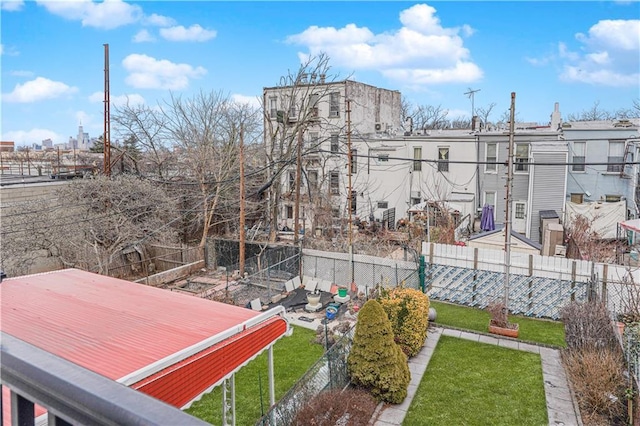 view of yard featuring fence