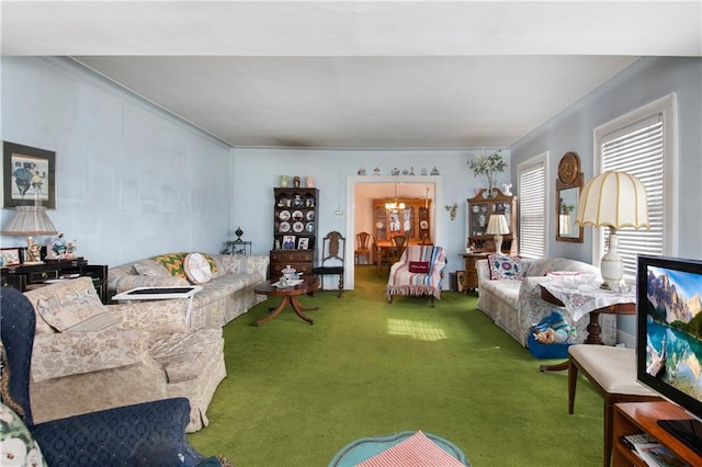 view of carpeted living area