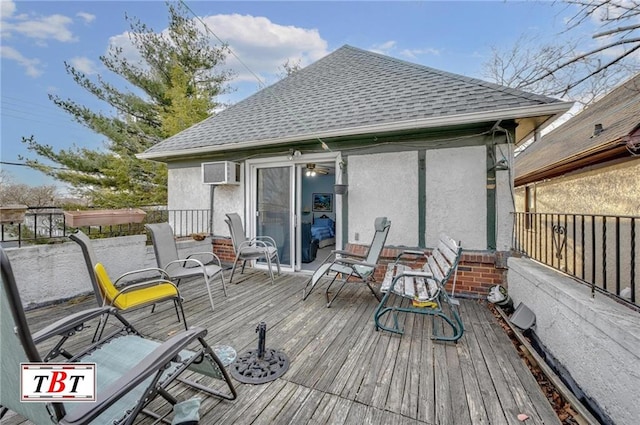 deck with a wall mounted AC