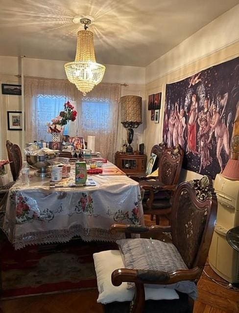 29 Veronica Pl, Brooklyn, NY 11226 - dining area featuring a chandelier