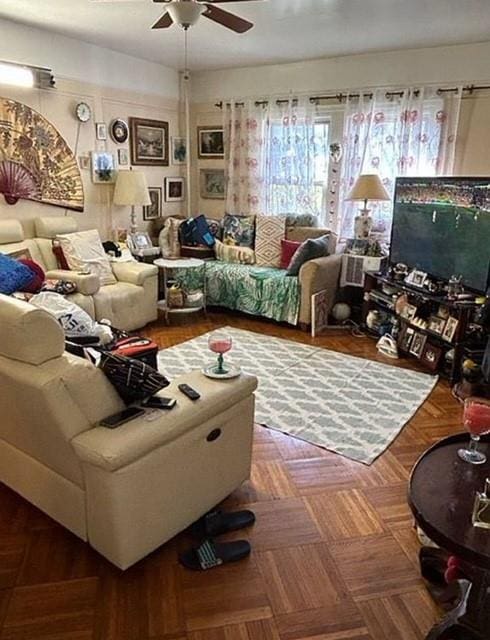 29 Veronica Pl, Brooklyn, NY 11226 - living room with a ceiling fan