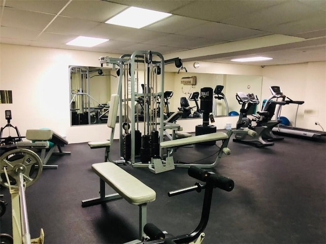 122 Prospect Park SW Unit 10, Brooklyn, NY 11218 - workout area featuring a paneled ceiling