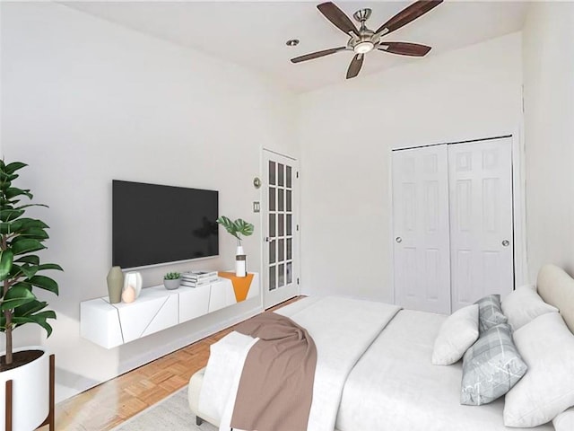122 Prospect Park SW Unit 10, Brooklyn, NY 11218 - bedroom featuring a ceiling fan and a closet