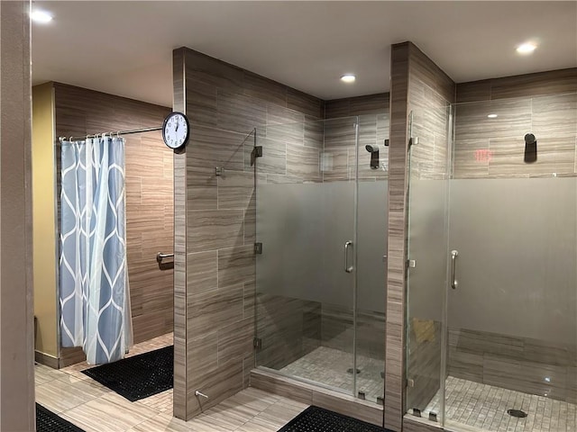 bathroom featuring a stall shower