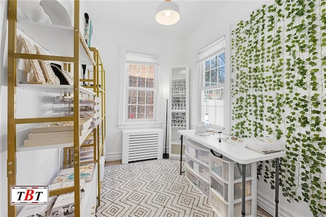 interior space featuring radiator heating unit