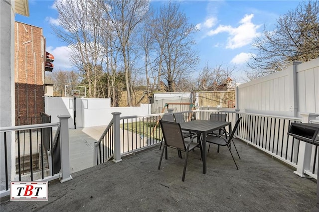 view of patio / terrace with outdoor dining area and a fenced backyard