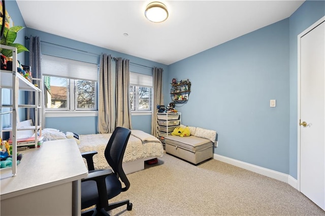 home office with carpet flooring and baseboards