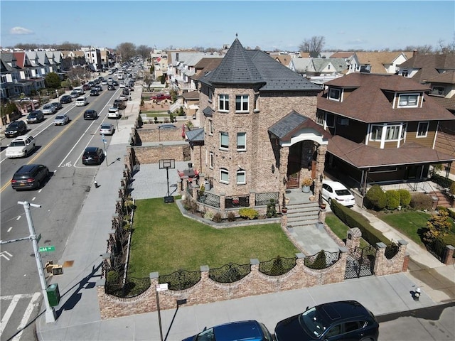 aerial view with a residential view