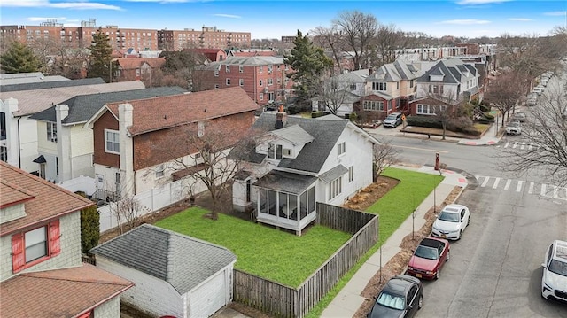 bird's eye view with a residential view
